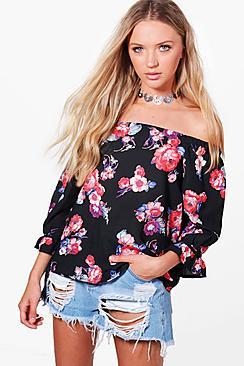 Boohoo Sofia Floral Bardot Top