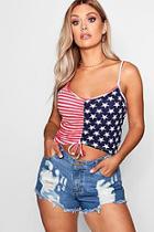 Boohoo Plus Stars & Stripes Ruched Top