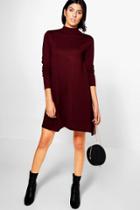 Boohoo Imogen Fine Knit Swing Dress Merlot