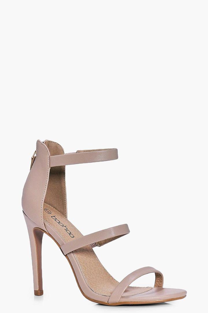 Boohoo Vanessa Three Part Heels Nude