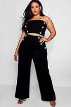 Boohoo Plus Button Detail Bandeau + Wide Leg Co-ord