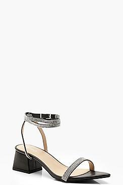 Boohoo Embellished Pointed Toe Low Block Heels