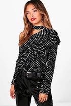 Boohoo Spot Print One Shoulder Top