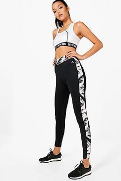Boohoo Hope Fit Palm Print Panel Running Leggings