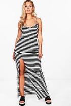 Boohoo Plus Sadie Stripe Strappy Split Maxi Dress