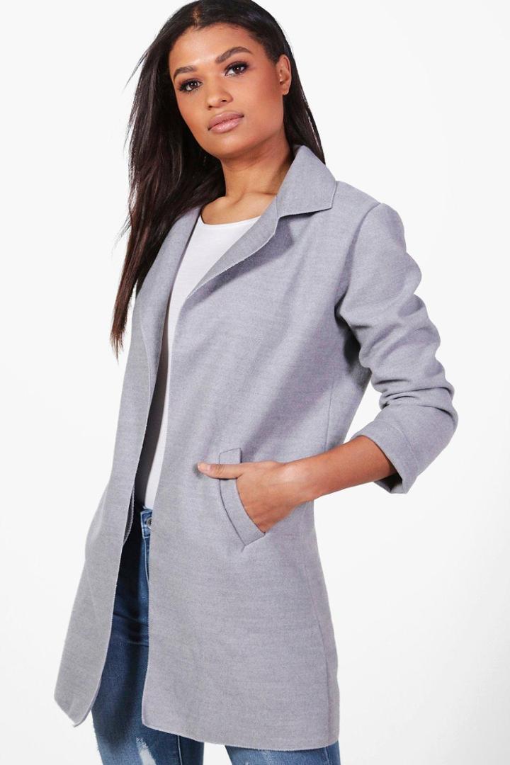 Boohoo Alison Collared Coat Grey