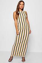 Boohoo Petite Tonal Stripe Side Boob Maxi Dress