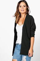 Boohoo Keira Rib Knit Edge To Edge Batwing Cardigan