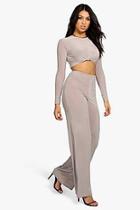 Boohoo Slinky Top Knot Palazzo Co Ord Set
