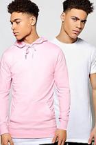 Boohoo 2 Pack Longline T Shirt & Over The Head Hoodie