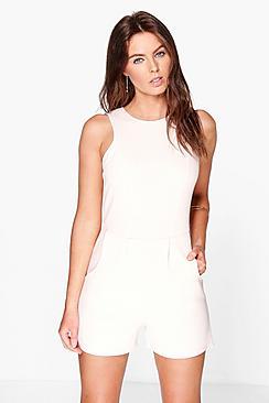 Boohoo Lily Crepe Sleeveless Playsuit