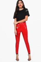 Boohoo Indie High Shine Premium Patent Trousers Red