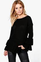 Boohoo Faye Ruffle Sleeve & Hem Jumper