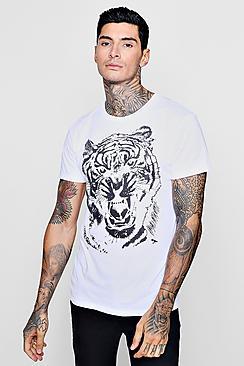 Boohoo Tiger Print Crew Neck T-shirt
