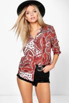 Boohoo Vicky Paisley Woven Shirt Multi