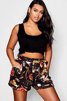 Boohoo Plus Belted Floral Shorts