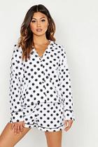 Boohoo Cotton Polka Dot Woven Button Through Short Set