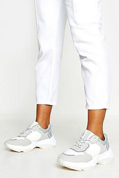 Boohoo Metallic Panel Chunky Sole Trainers