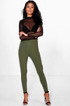 Boohoo Dahlia Extreme High Waist Super Skinny Trousers Khaki