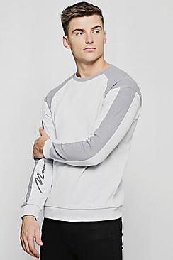 Boohoo Contrast Sweater With Man Signature Sleeve