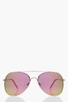 Boohoo Emilia Ombre Lense Aviator Sunglasses Gold