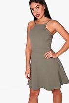 Boohoo Alessa Scuba Strappy Skater Dress