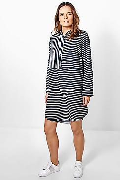 Boohoo Limara Striped Shirt Dress