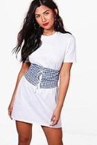 Boohoo Rebecca Check Lace Up Corset T-shirt Dress