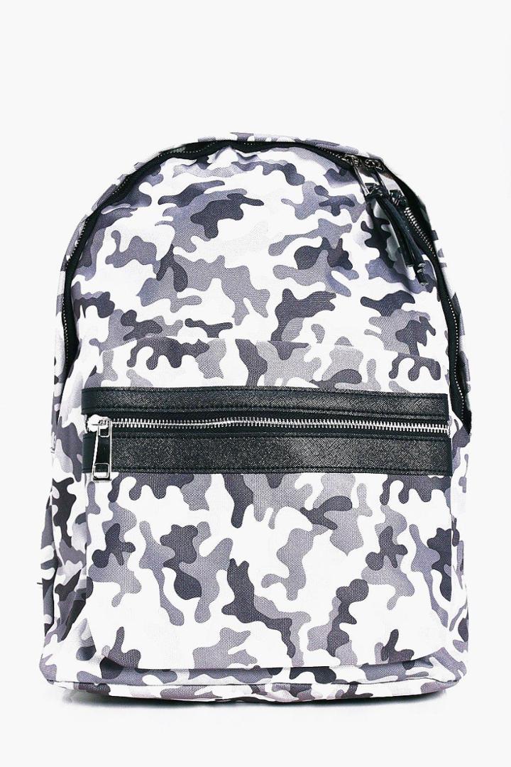 Boohoo Camo Backpack Grey