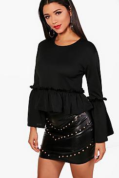 Boohoo Ruffle Crepe Top