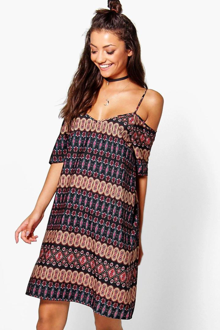 Boohoo Tall Ilisia Dark Paisley Print Woven Dress Multi
