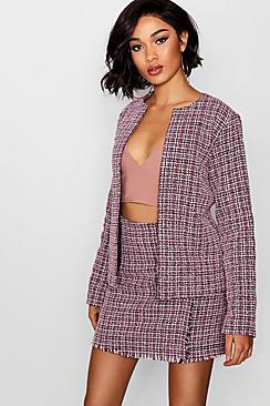 Boohoo Hollie Boucle Edge To Edge Jacket