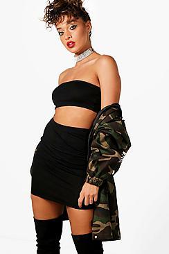 Boohoo Louise Basic Bandeau And Mini Skirt Co-ord