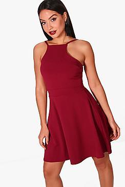 Boohoo Scuba Strappy Skater Dress