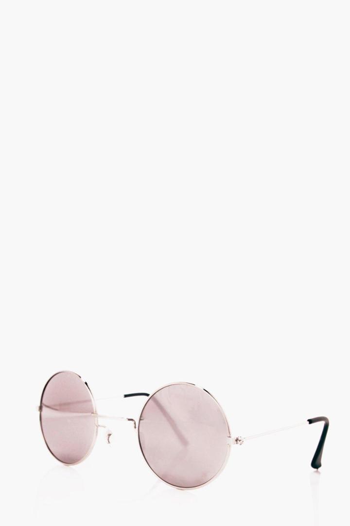 Boohoo Round Lense Sunglasses Silver