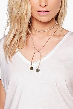 Boohoo Violet Coin Tip Skinny Tie Choker