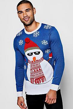 Boohoo 3d Eye Snowman Christmas Jumper