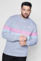 Boohoo Big And Tall Man Embroidered Colour Block Sweater