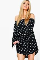 Boohoo Maisy Off Shoulder Swng Dress