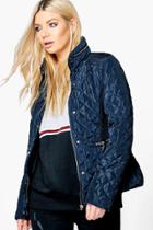 Boohoo Emily Cropped Quilted Bubble Coat Navy