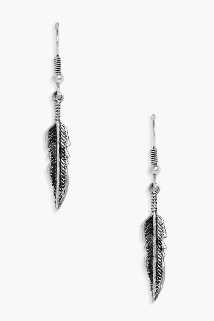 Boohoo Mollie Feather Earrings Silver