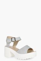 Boohoo Holly Peeptoe Two Part Cleated Sandal Stone