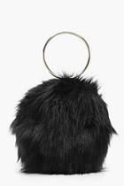 Boohoo Isobel Double Ring Faux Fur Clutch