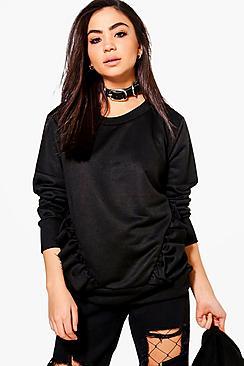 Boohoo Emma Ruffle Side Seam Sweatshirt