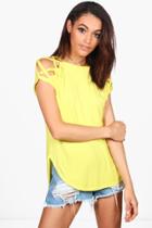 Boohoo Megan Strappy Shoulder Detail T-shirt Yellow