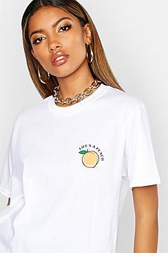 Boohoo Peachy Fruit Print Tee