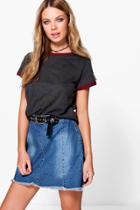 Boohoo Connie Contrast Ringer T-shirt Charcoal