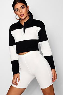 Boohoo Colour Block Rugby Crop Top