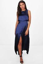 Boohoo Boutique Lia Satin Double Layer Maxi Dress