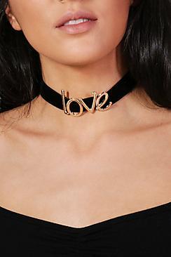 Boohoo Lucy Velvet Love Slogan Choker